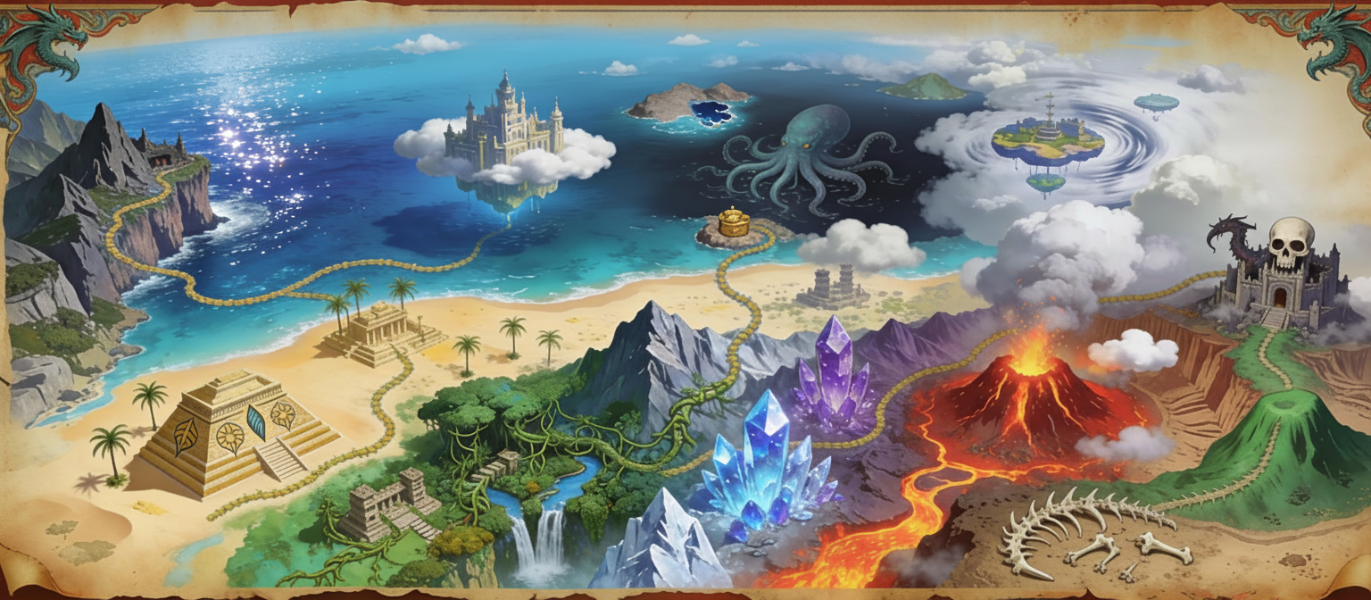 World map of Dragon Flight showing the connected regions of the adventure