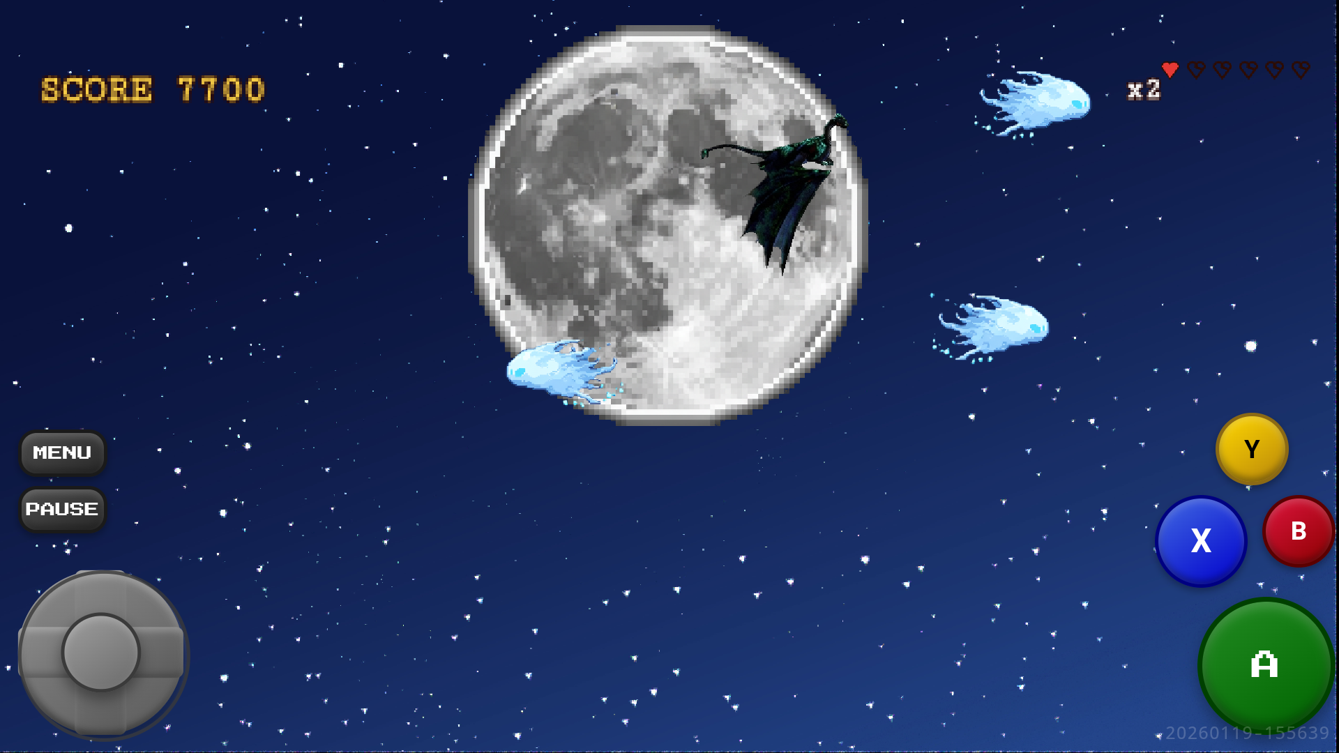 Dragon Flight screenshot showing a sky ascent section high above the clouds